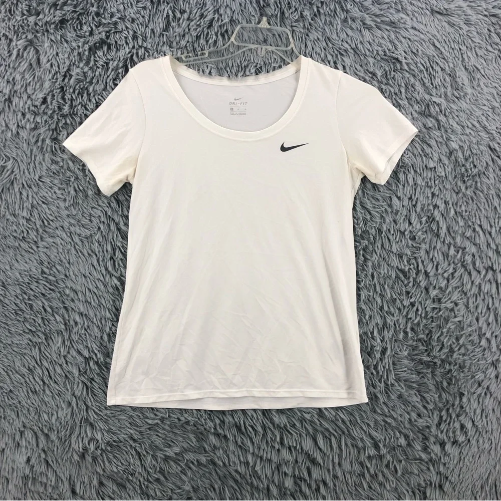 Nike Shirt Womens Medium Dri Fit White Athletic Workout Top
